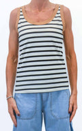 Susymix - Canotta righe con bordo colorato - Nero