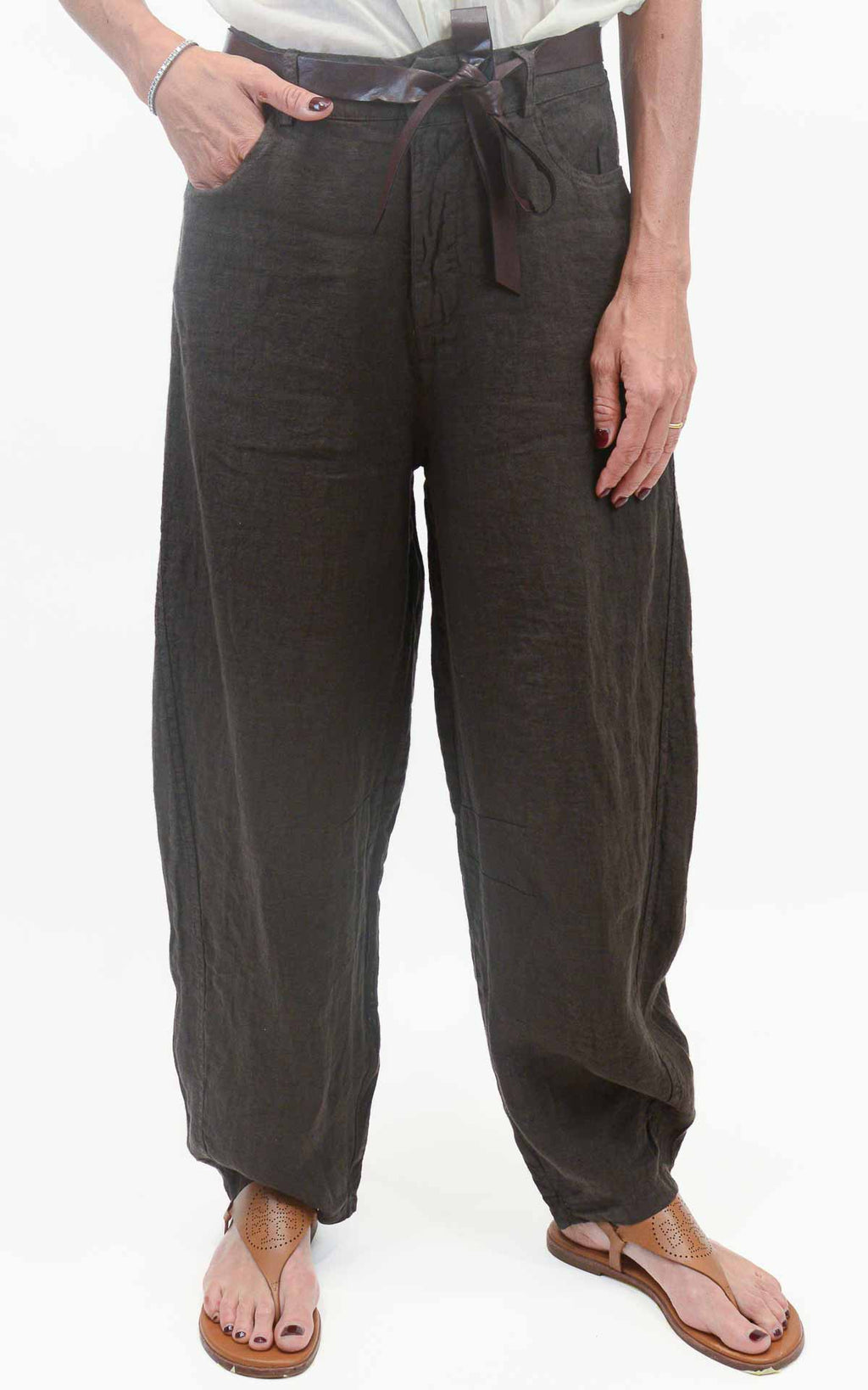 Susymix - Pantalone barrel lino - Moro