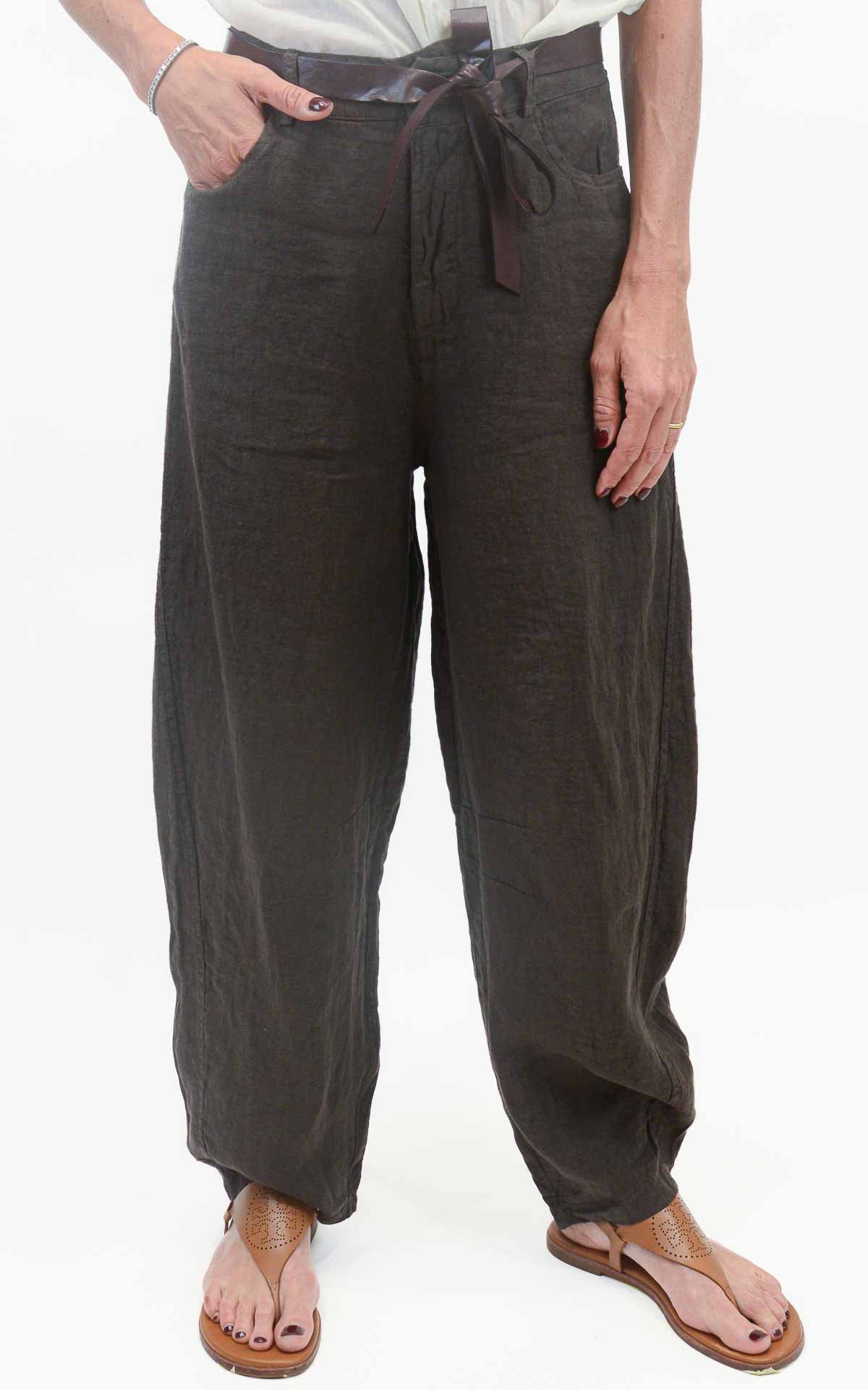 Susymix - Pantalone barrel lino - Moro