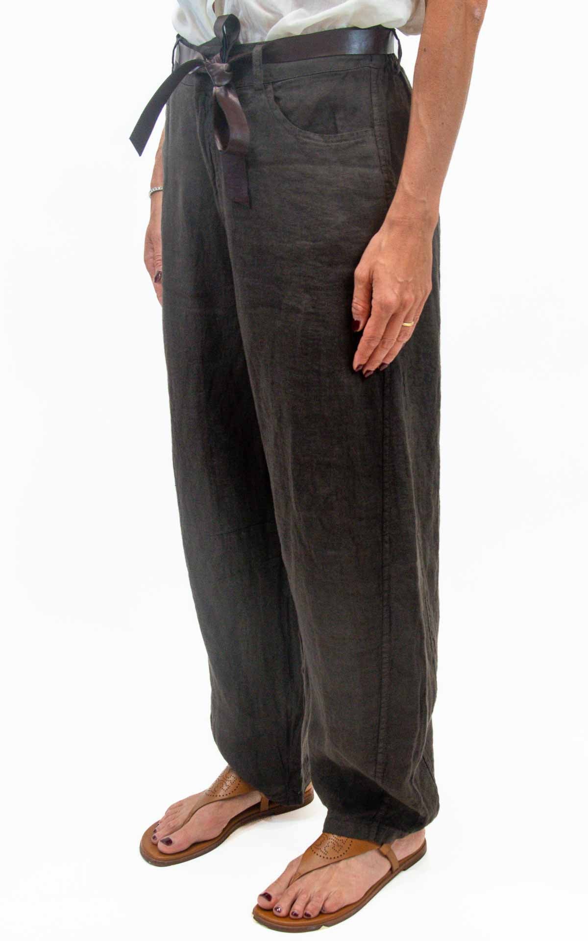 Susymix - Pantalone barrel lino - Moro