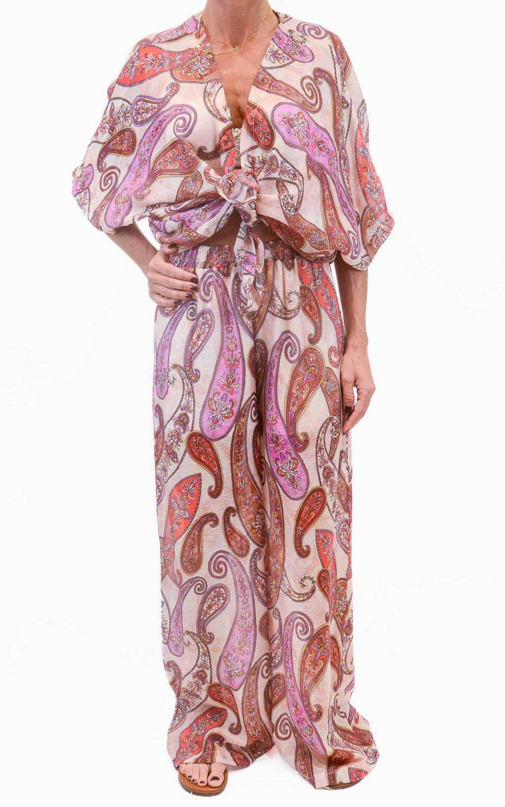 Susymix - Pantalone fantasia cachemire - Latte