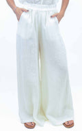 Susymix - Pantalone palazzo lino - Latte
