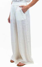 Susymix - Pantalone palazzo lino - Latte