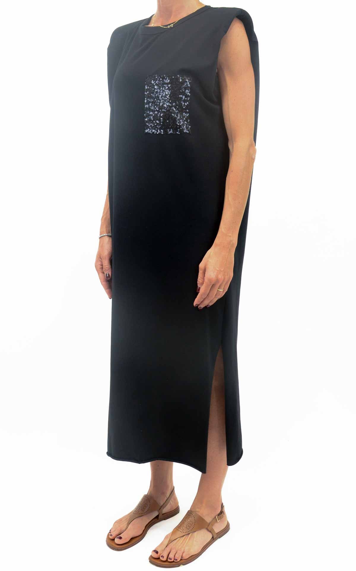 Susymix - Abito con taschino paillettes - Nero