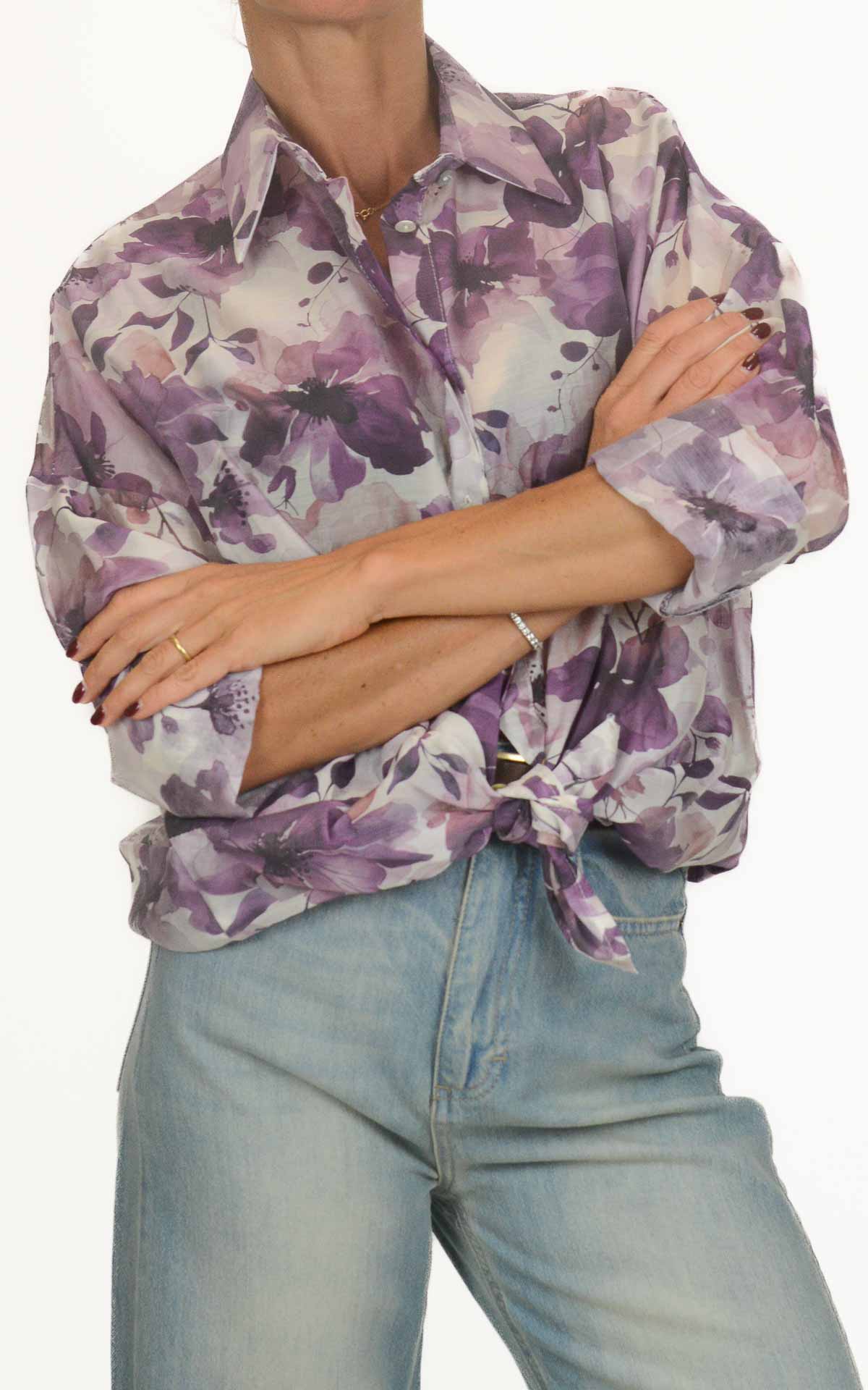 Susymix - Camicia fantasia lyocell - Viola