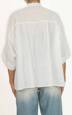 OFF-ON - Camicia coreana mussola di cotone - Latte