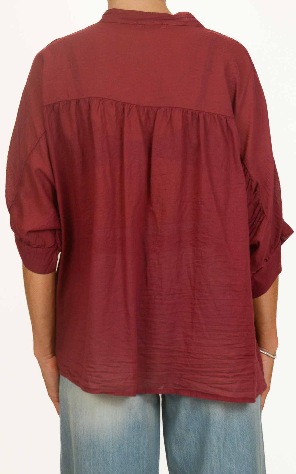 OFF-ON - Camicia coreana mussola di cotone - Vino