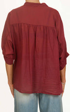 OFF-ON - Camicia coreana mussola di cotone - Vino