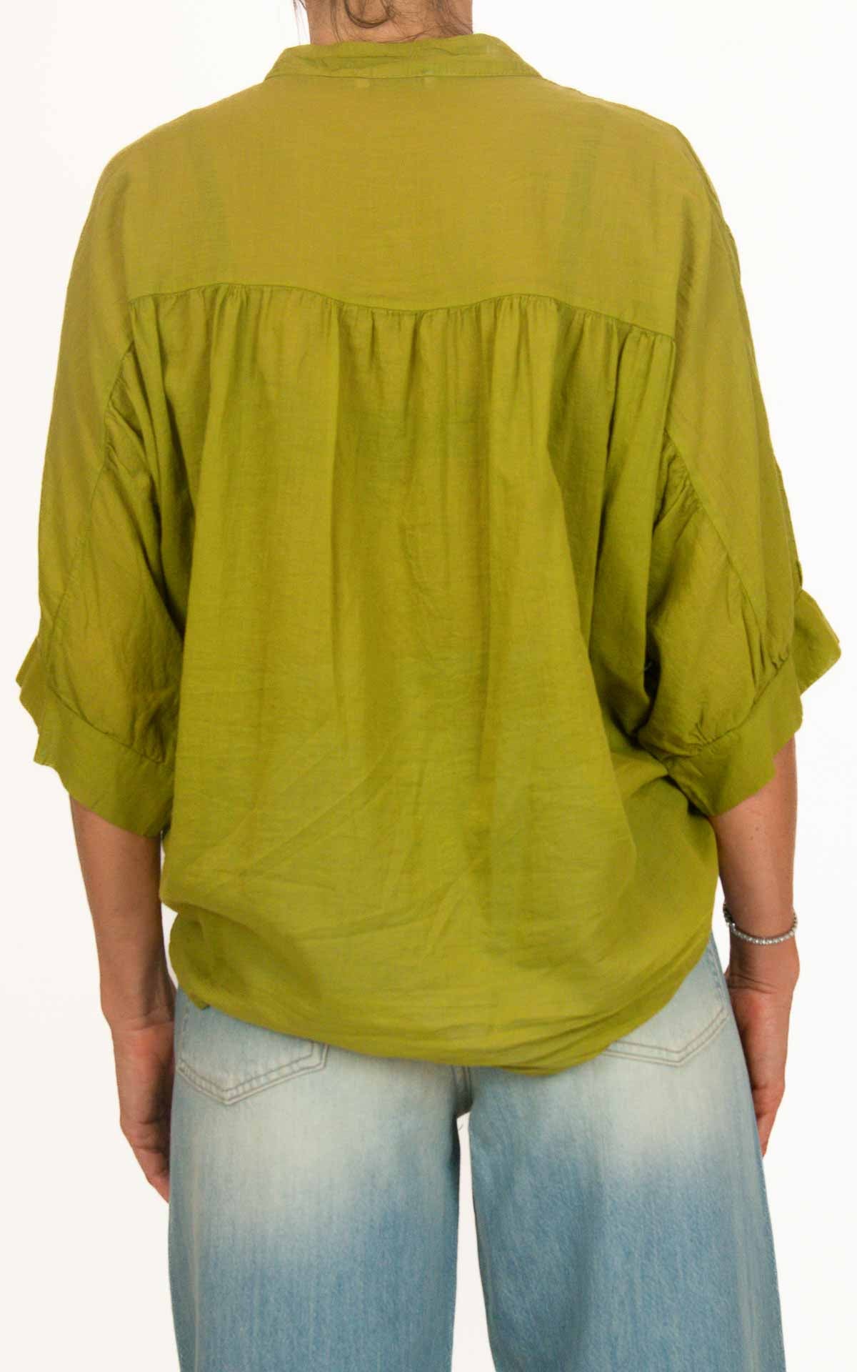 OFF-ON - Camicia coreana mussola di cotone - Verde pistacchio