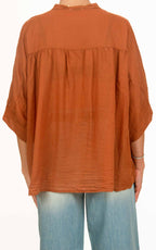 OFF-ON - Camicia coreana mussola di cotone - Coccio