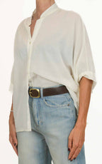 OFF-ON - Camicia coreana mussola di cotone - Burro