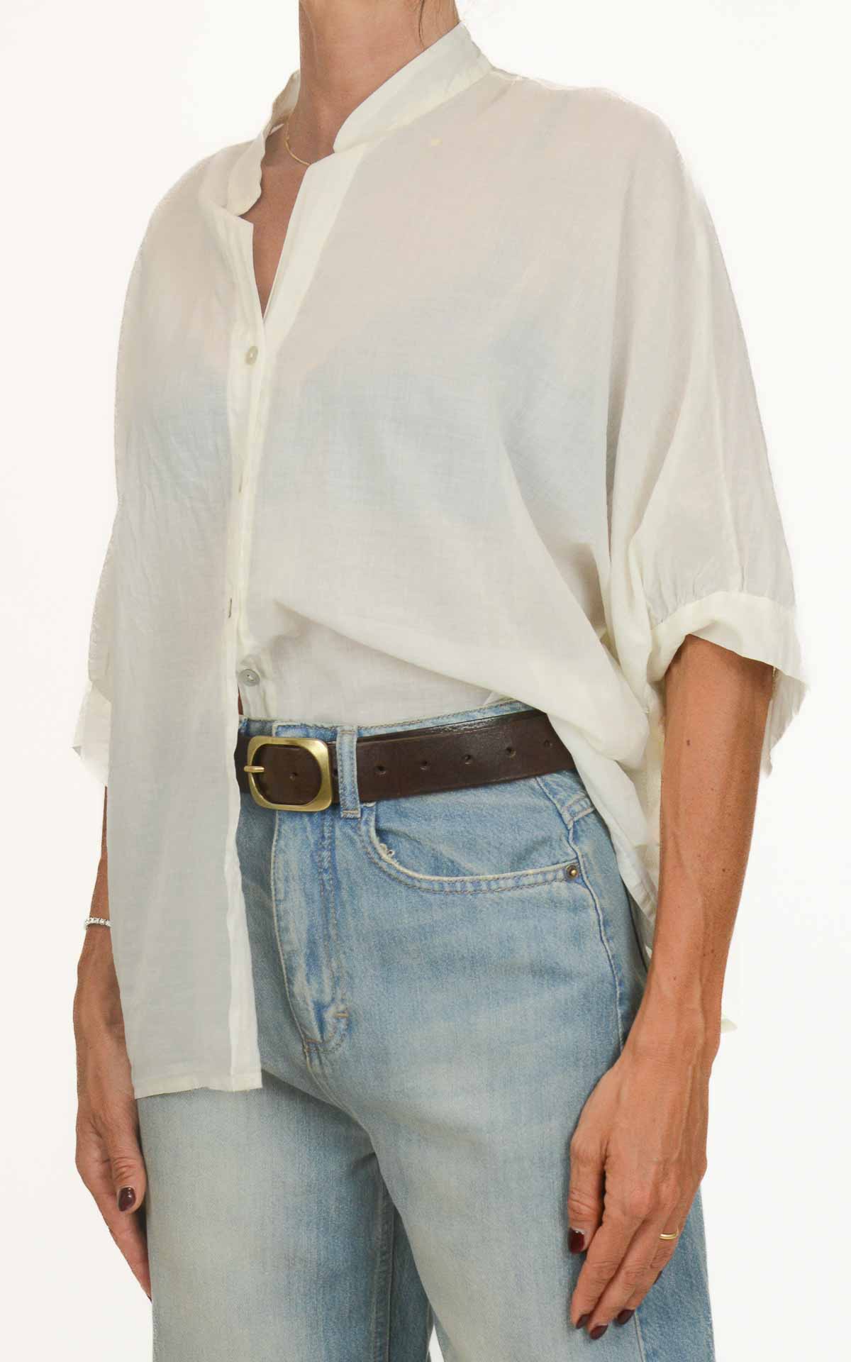 OFF-ON - Camicia coreana mussola di cotone - Burro