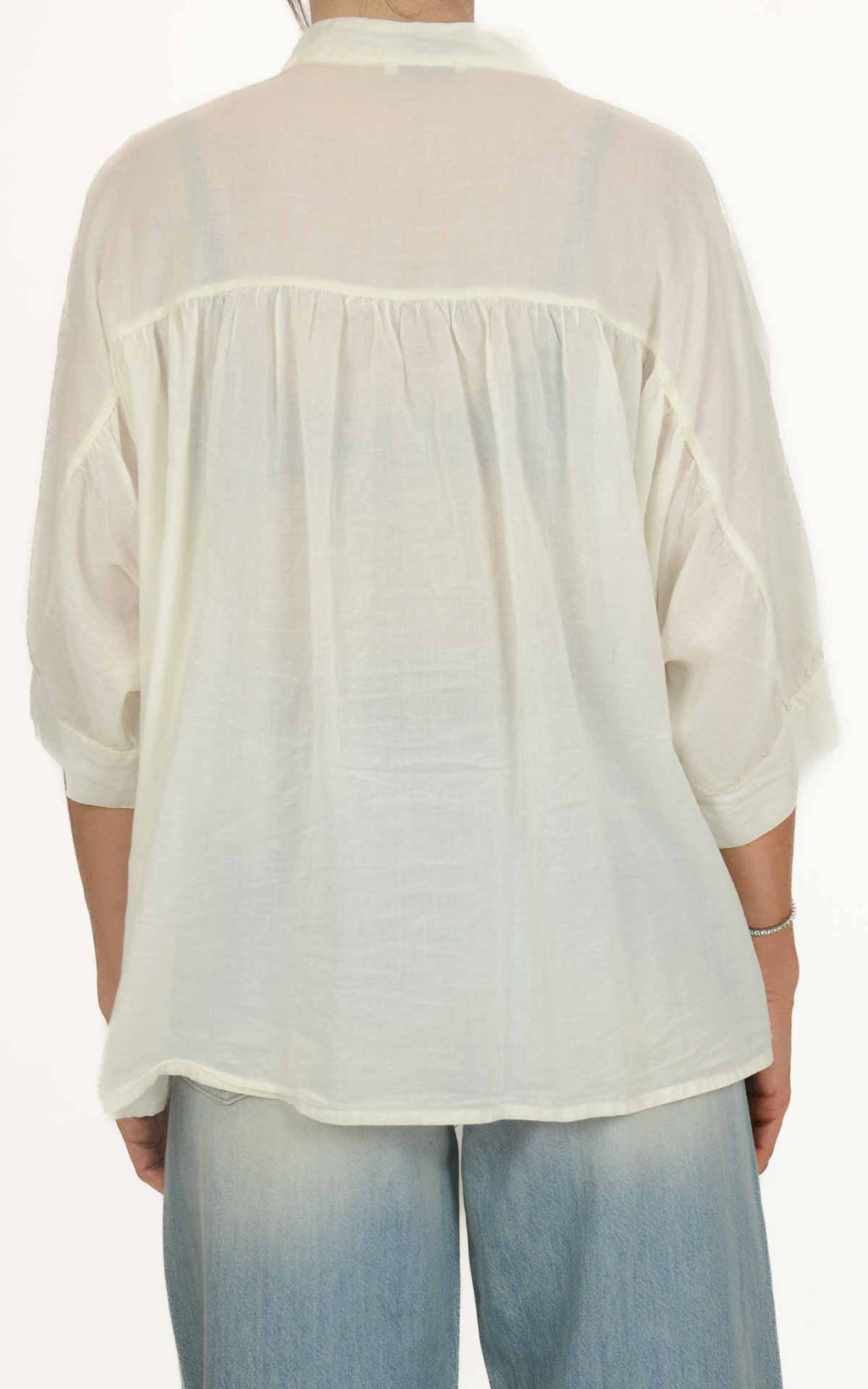 OFF-ON - Camicia coreana mussola di cotone - Burro