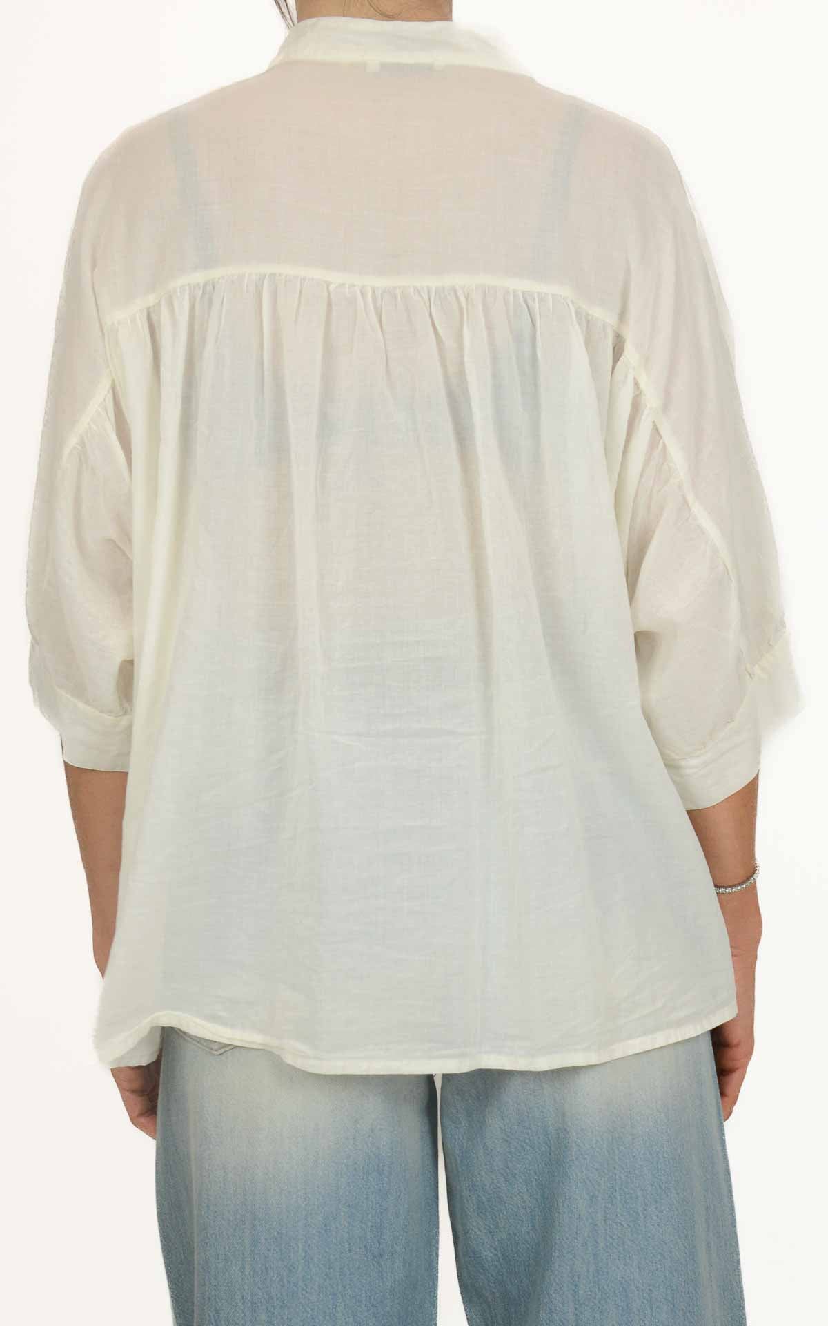 OFF-ON - Camicia coreana mussola di cotone - Burro