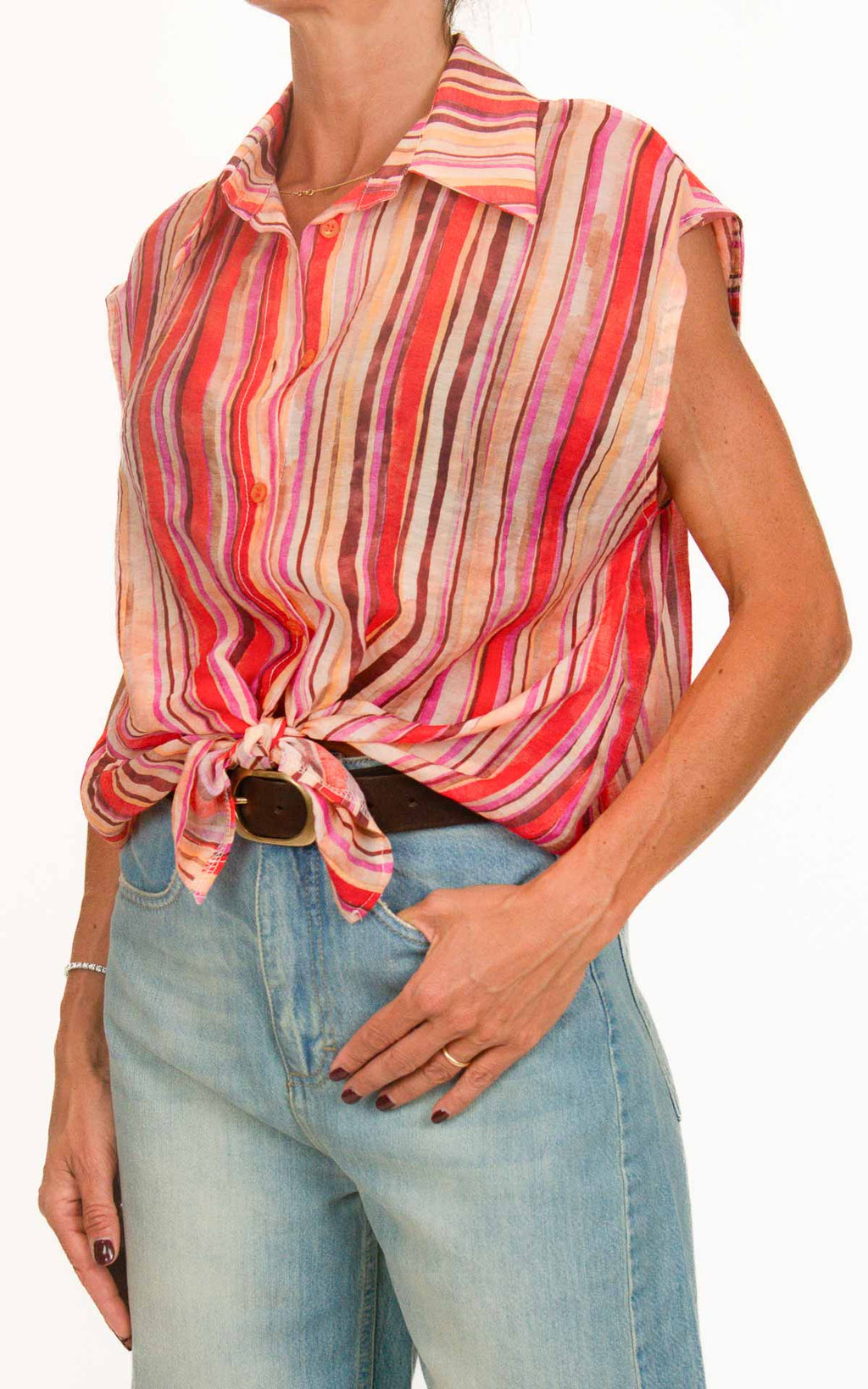 Susymix - Camicia lyocell righe colorate - Arancio