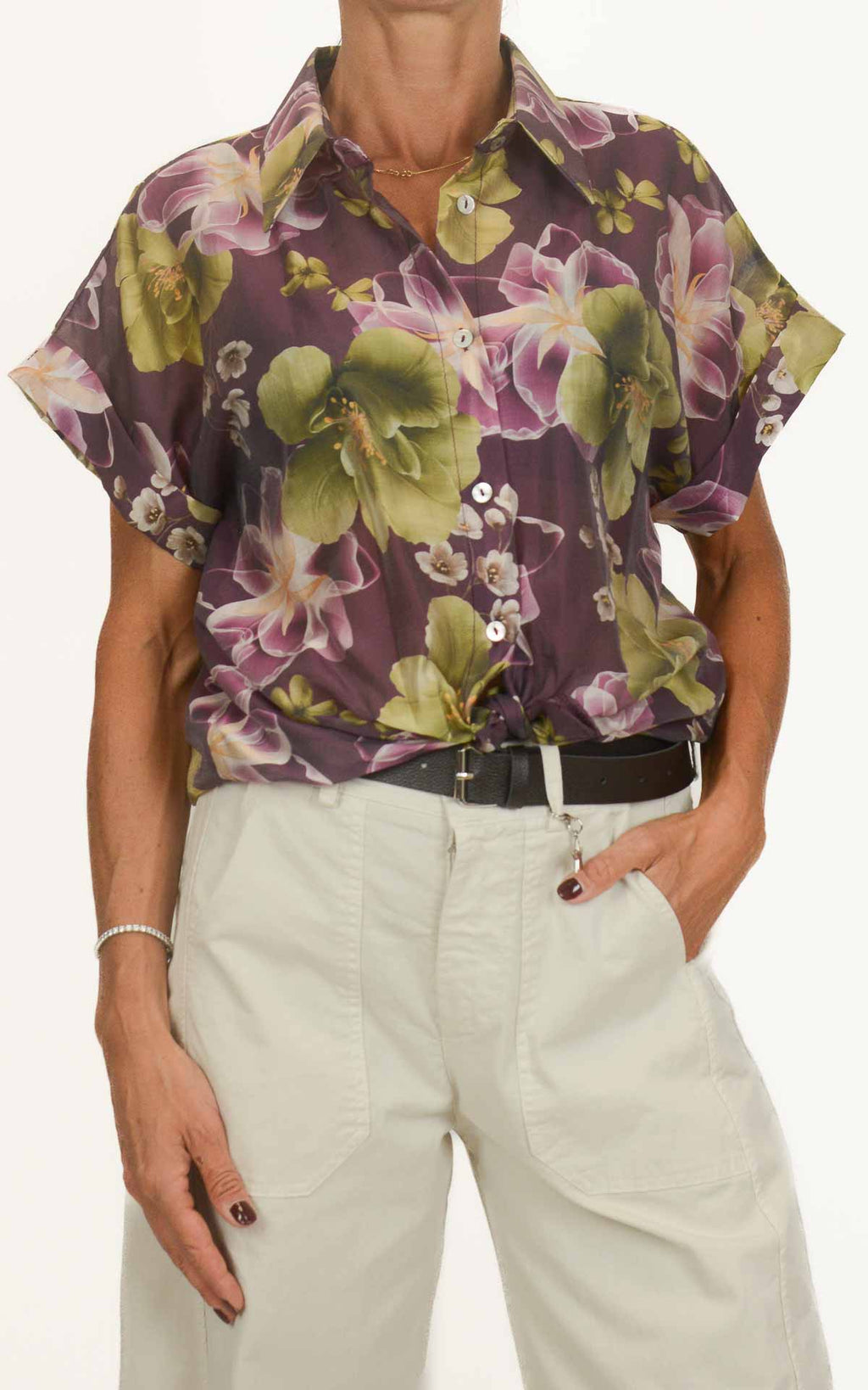 Susymix - Camicia manica corta lyocell fantasia - Viola