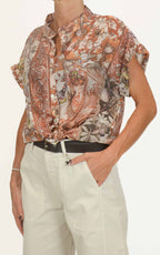 Susymix - Camicia manica corta lyocell fantasia - Coccio