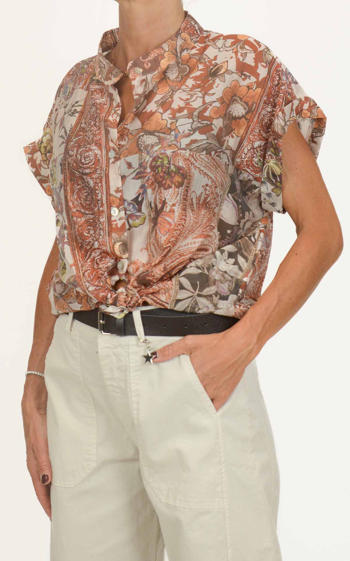 Susymix - Camicia manica corta lyocell fantasia - Coccio
