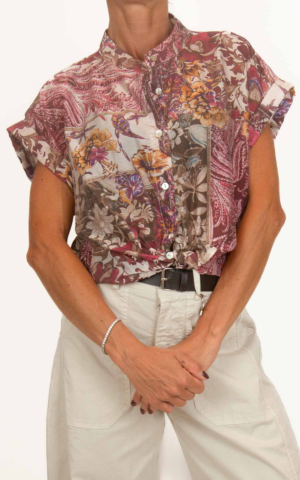 Susymix - Camicia manica corta lyocell fantasia - Rosso india