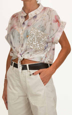Susymix - Camicia lyocell tasca paillettes - Latte