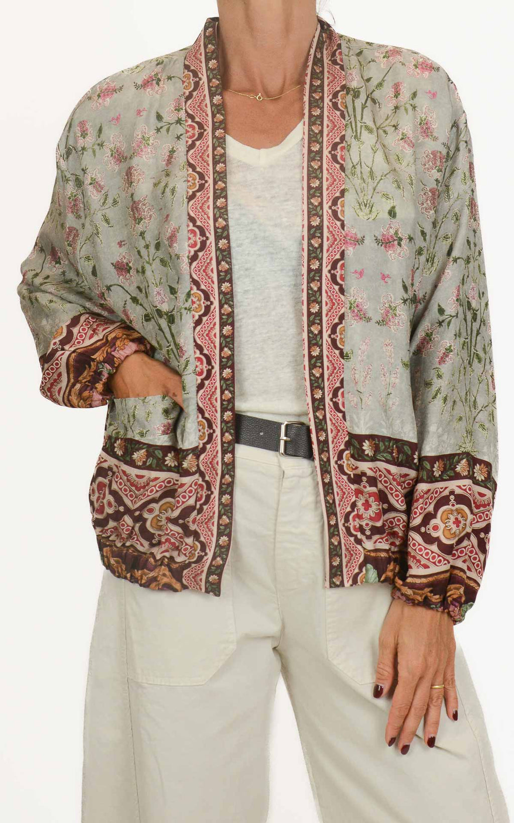 Wu'Side - Giacca bomber fantasia in viscosa - Grigio perla