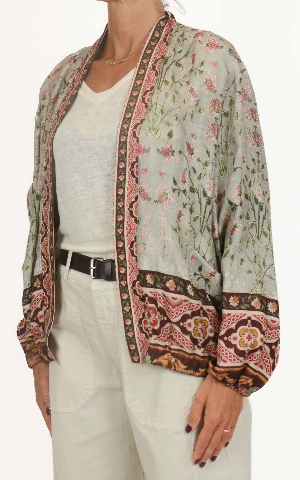 Wu'Side - Giacca bomber fantasia in viscosa - Grigio perla