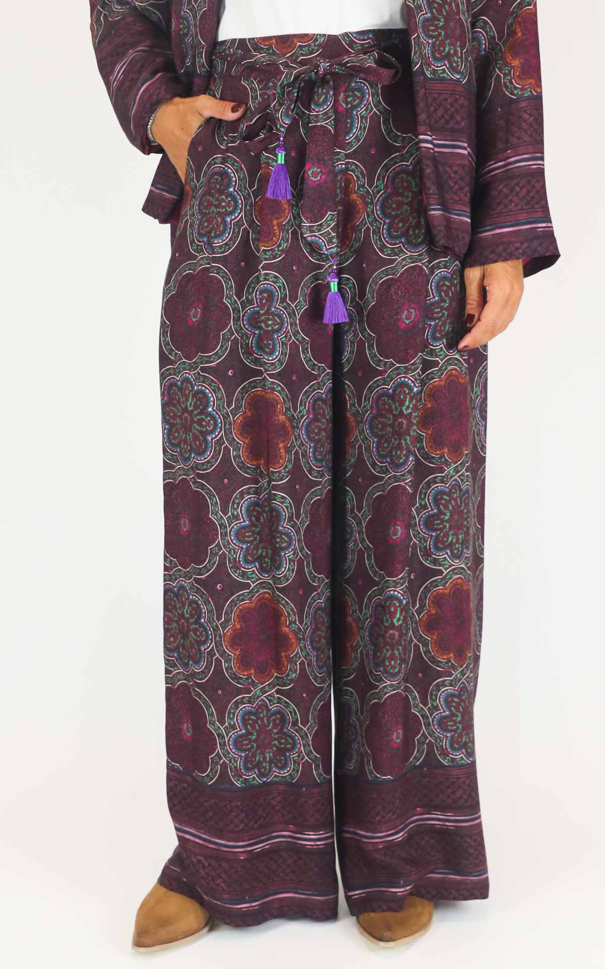 Wu'Side - Pantalone fantasia in viscosa - Fico