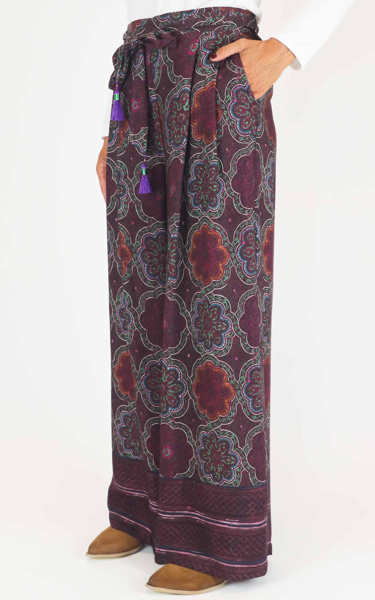 Wu'Side - Pantalone fantasia in viscosa - Fico