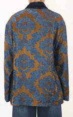 Wu'Side - Kimono corto damascato bordo velluto - Tabacco / blu