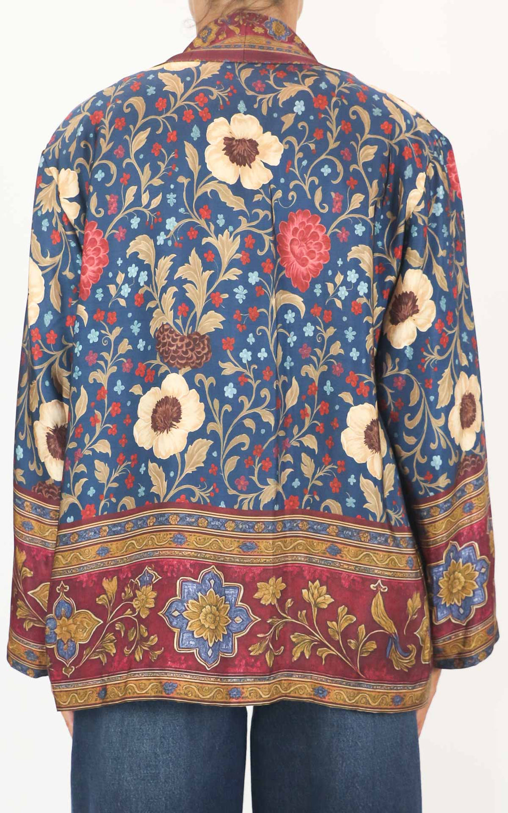 Wu'Side - Kimono corto fantasia in viscosa - Blu