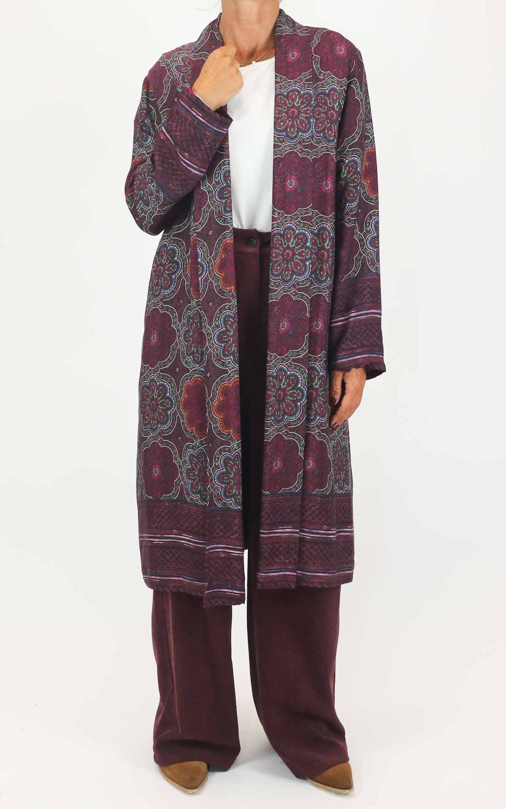 Wu'Side - Kimono lungo fantasia in viscosa - Fico