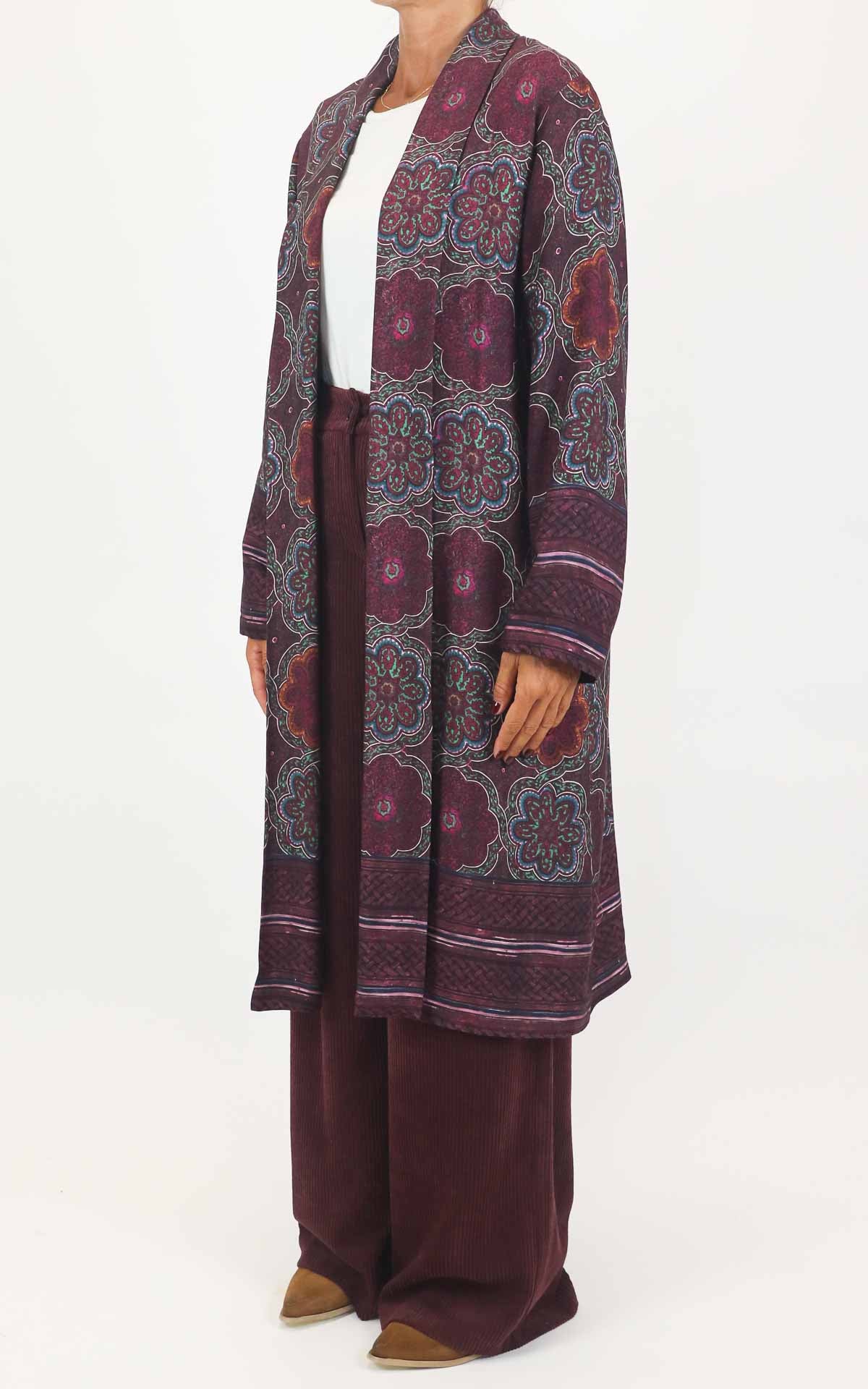 Wu'Side - Kimono lungo fantasia in viscosa - Fico
