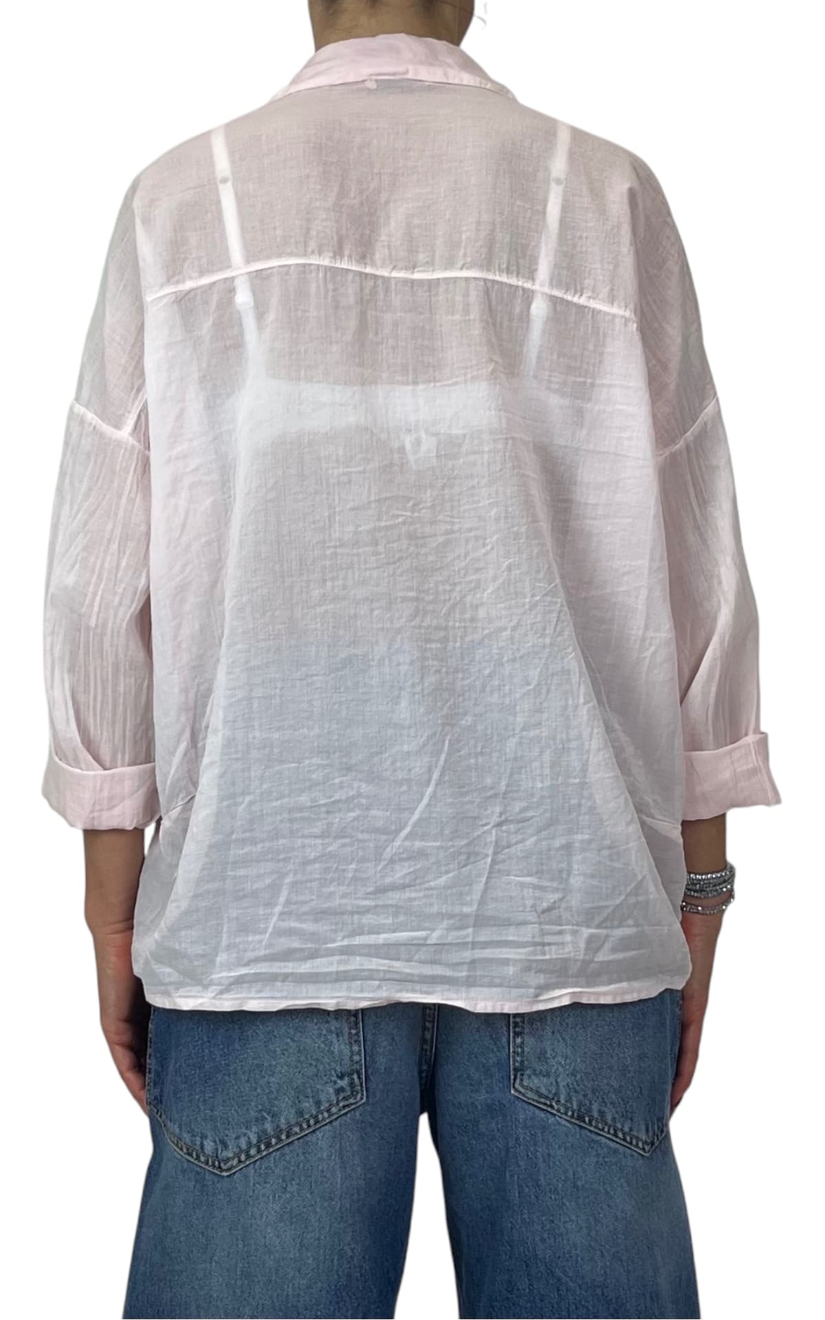 OFF-ON - Camicia in mussola tinta unita - Rosa cipria