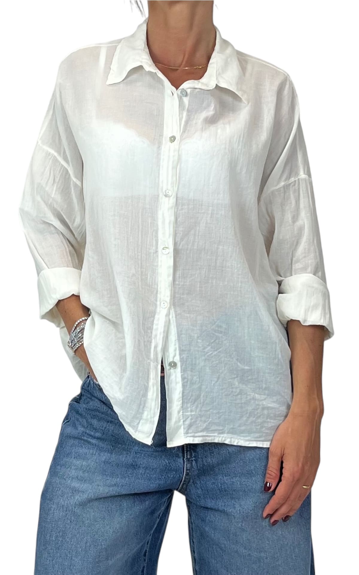 OFF-ON - Camicia in mussola tinta unita - Burro