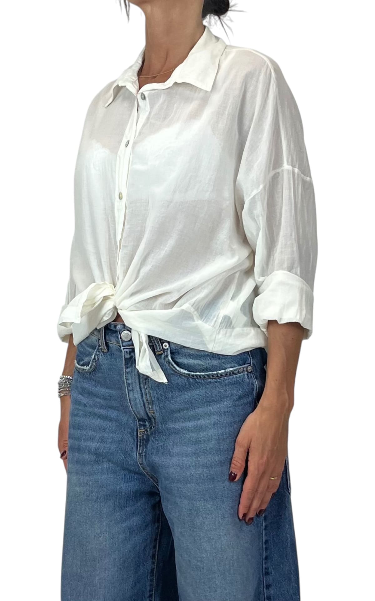 OFF-ON - Camicia in mussola tinta unita - Burro