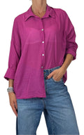 OFF-ON - Camicia in mussola tinta unita - Ciclamino