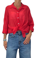 OFF-ON - Camicia in mussola tinta unita - Rosso