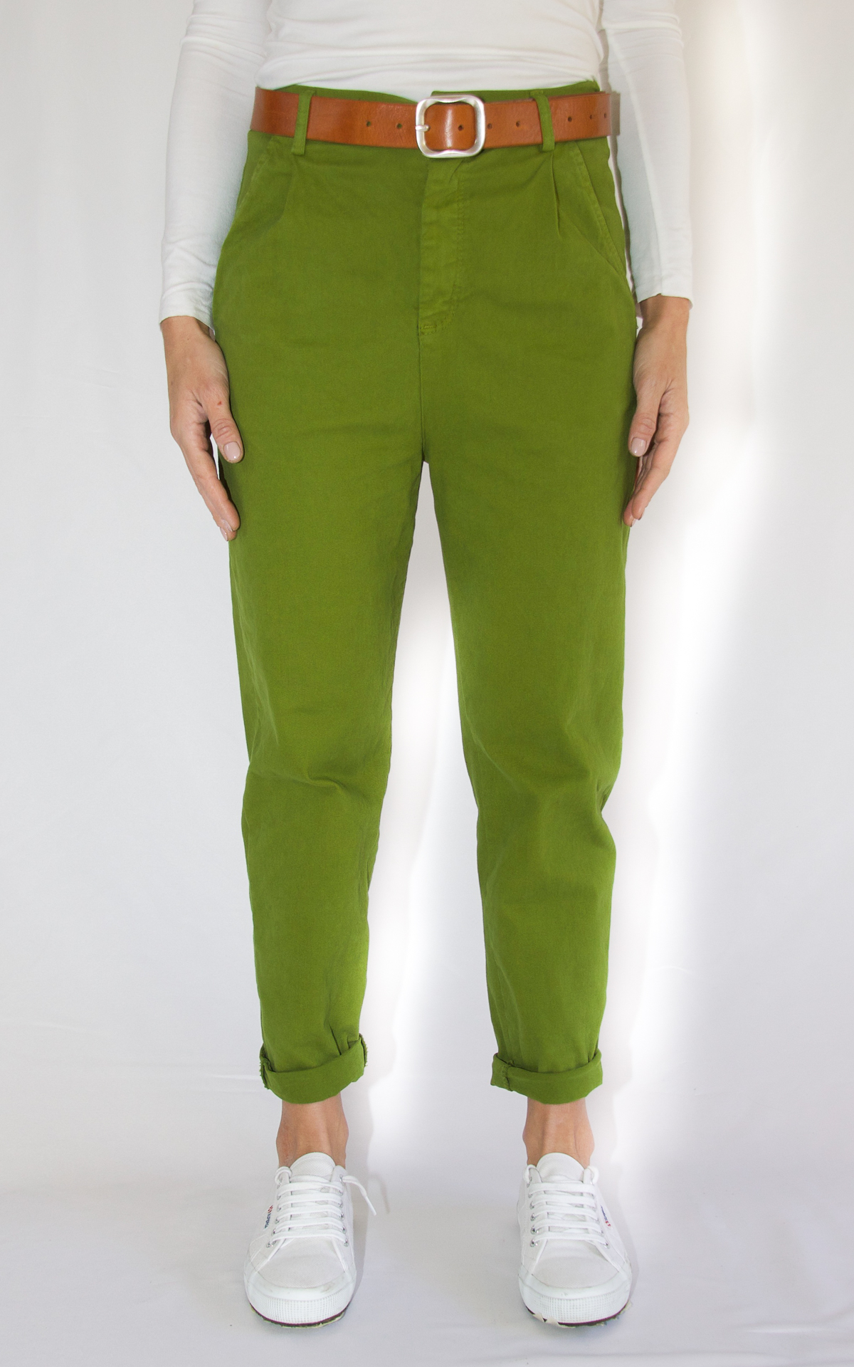 Pantalone boyfriend cotone verde Off-On