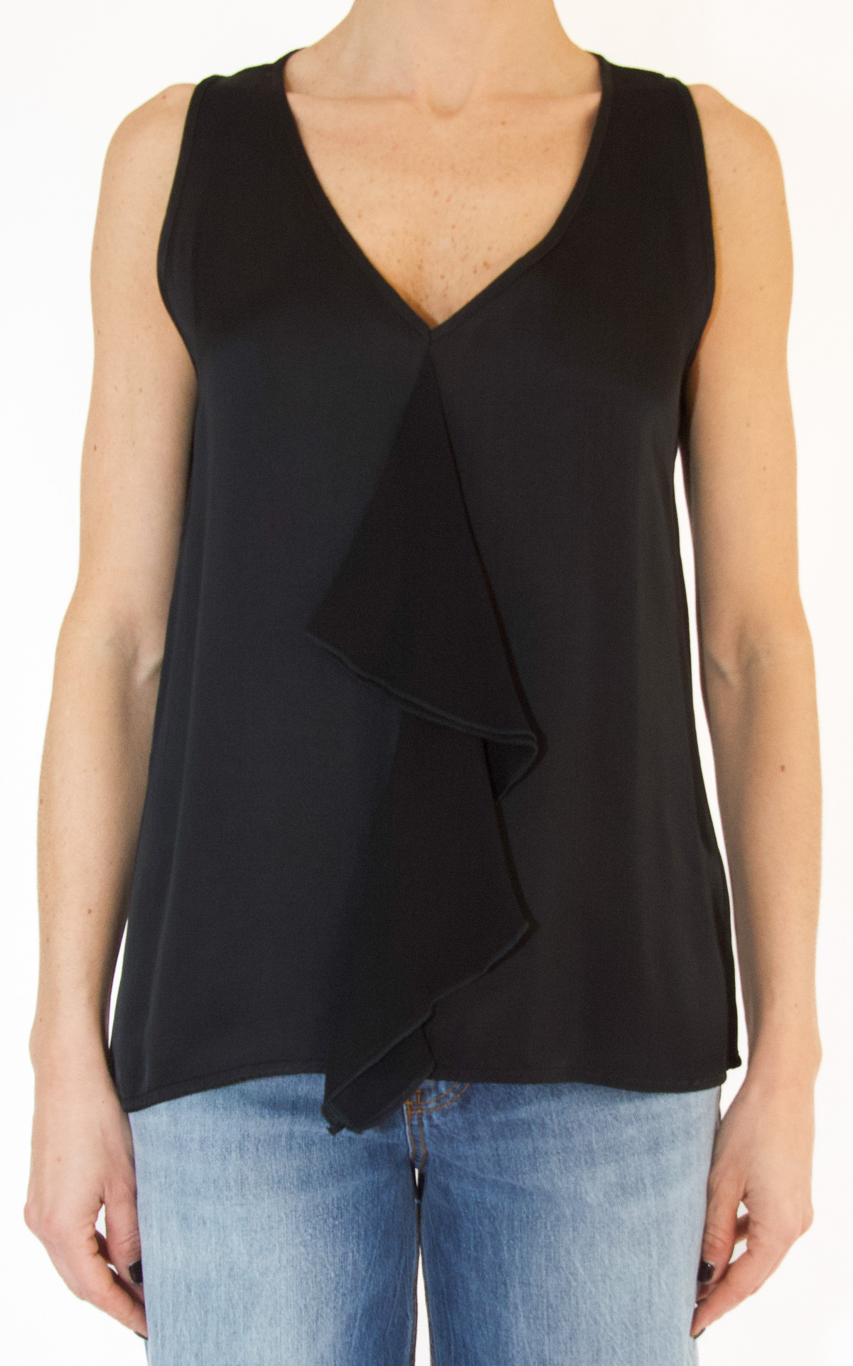 (image for) Pietronilla – blusa rouches smanicata – nera