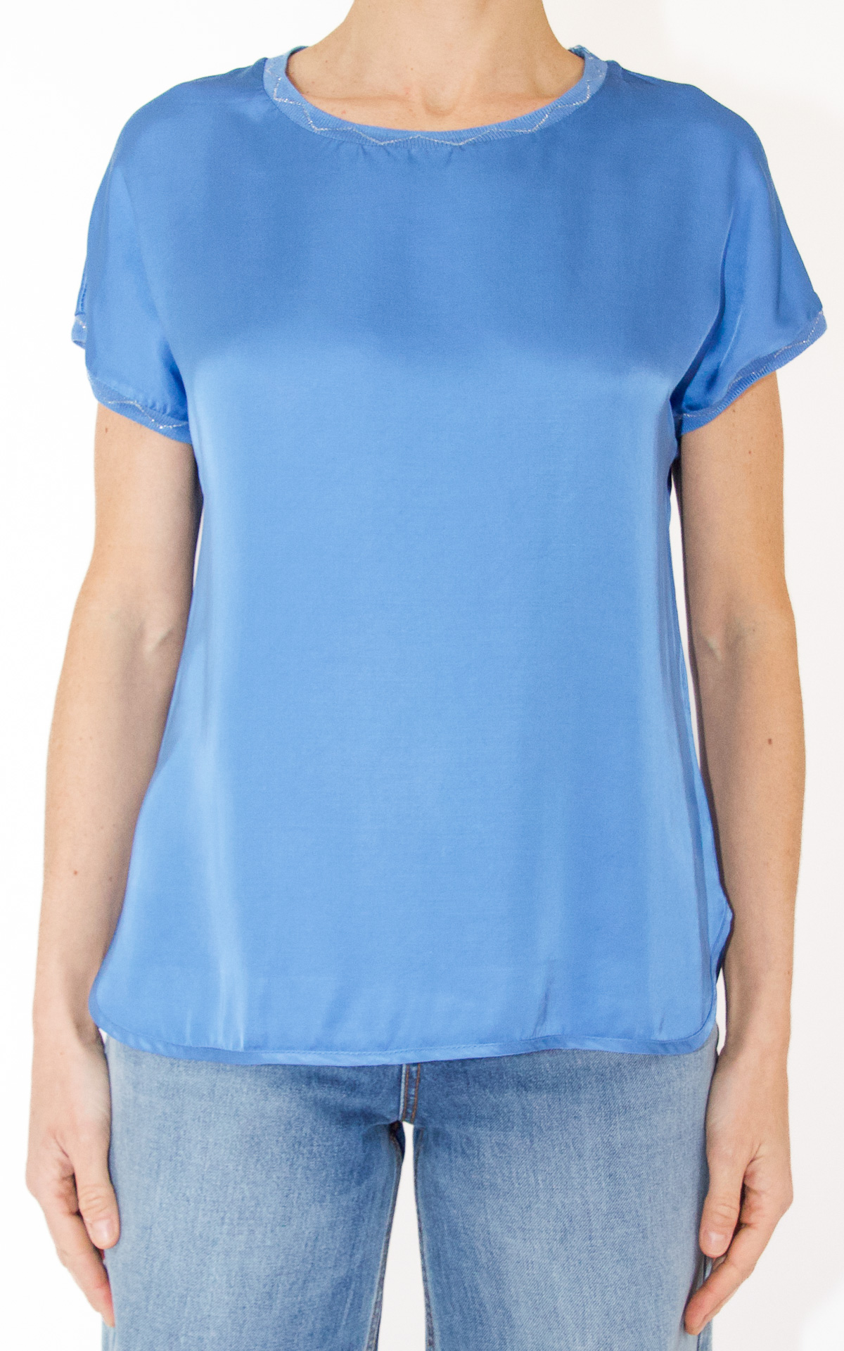 Eco – blusa girocollo lurex – blu (image for) Eco – blusa girocollo lurex – blu