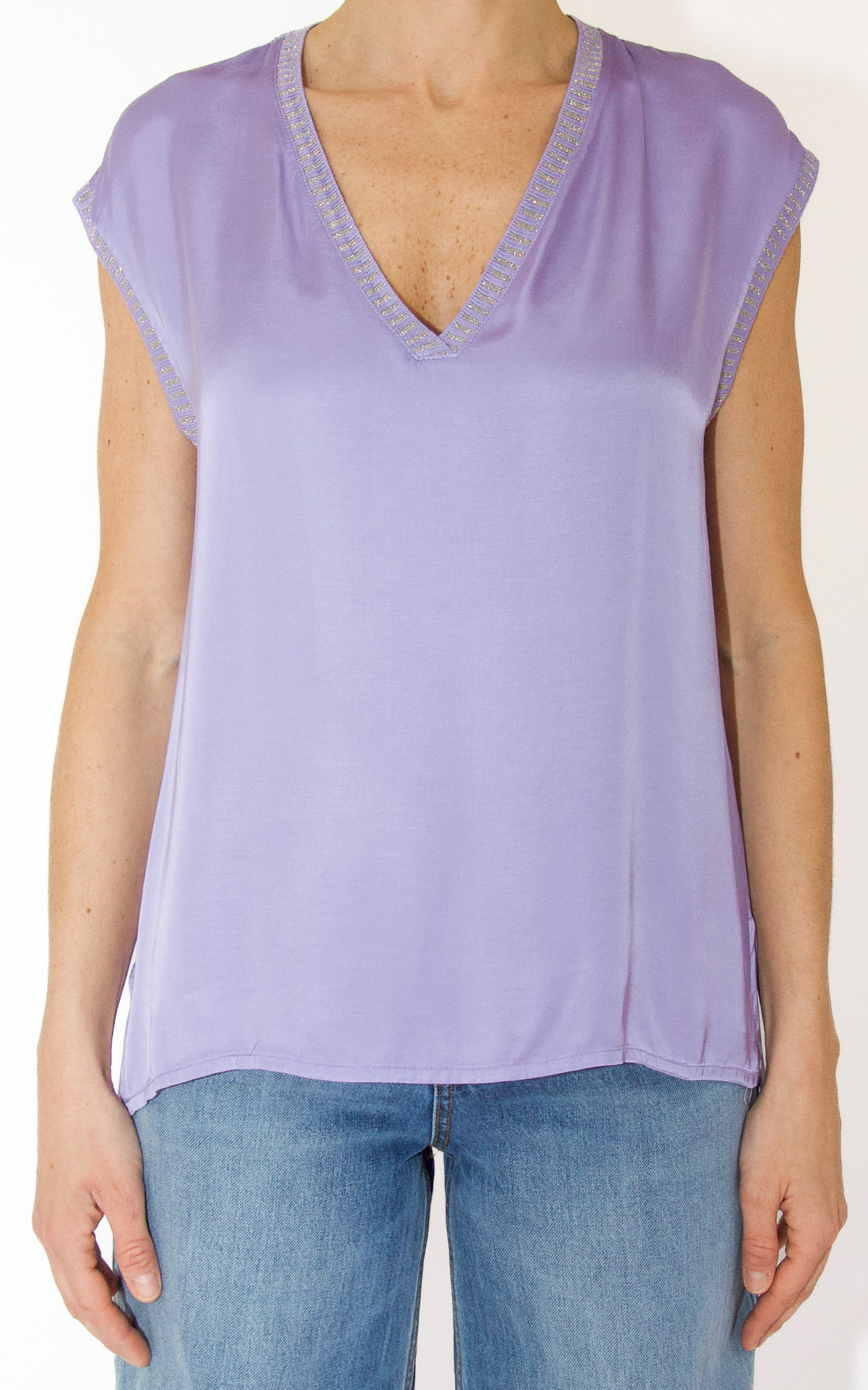 Eco – blusa smanicata – glicine (image for) Eco – blusa smanicata – glicine