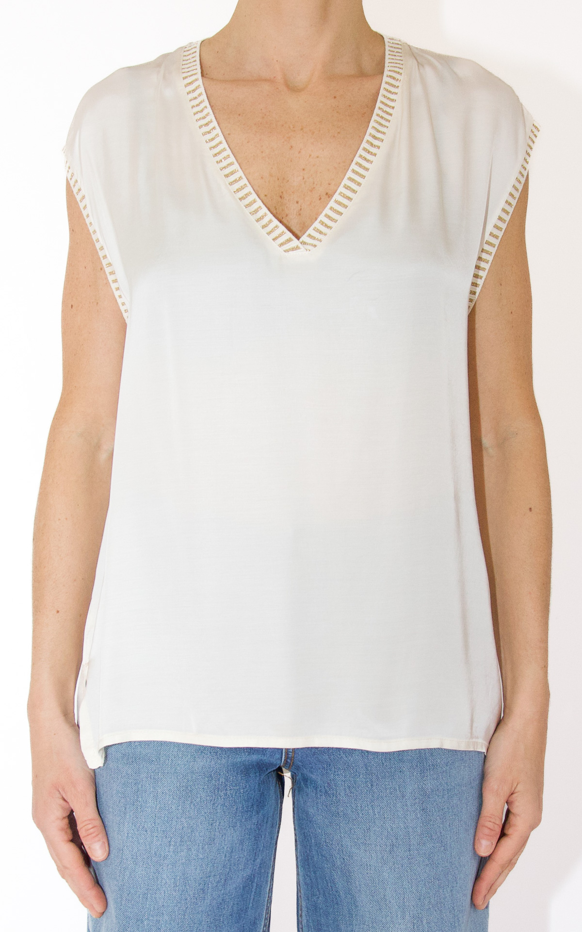 Eco – blusa smanicata – burro (image for) Eco – blusa smanicata – burro