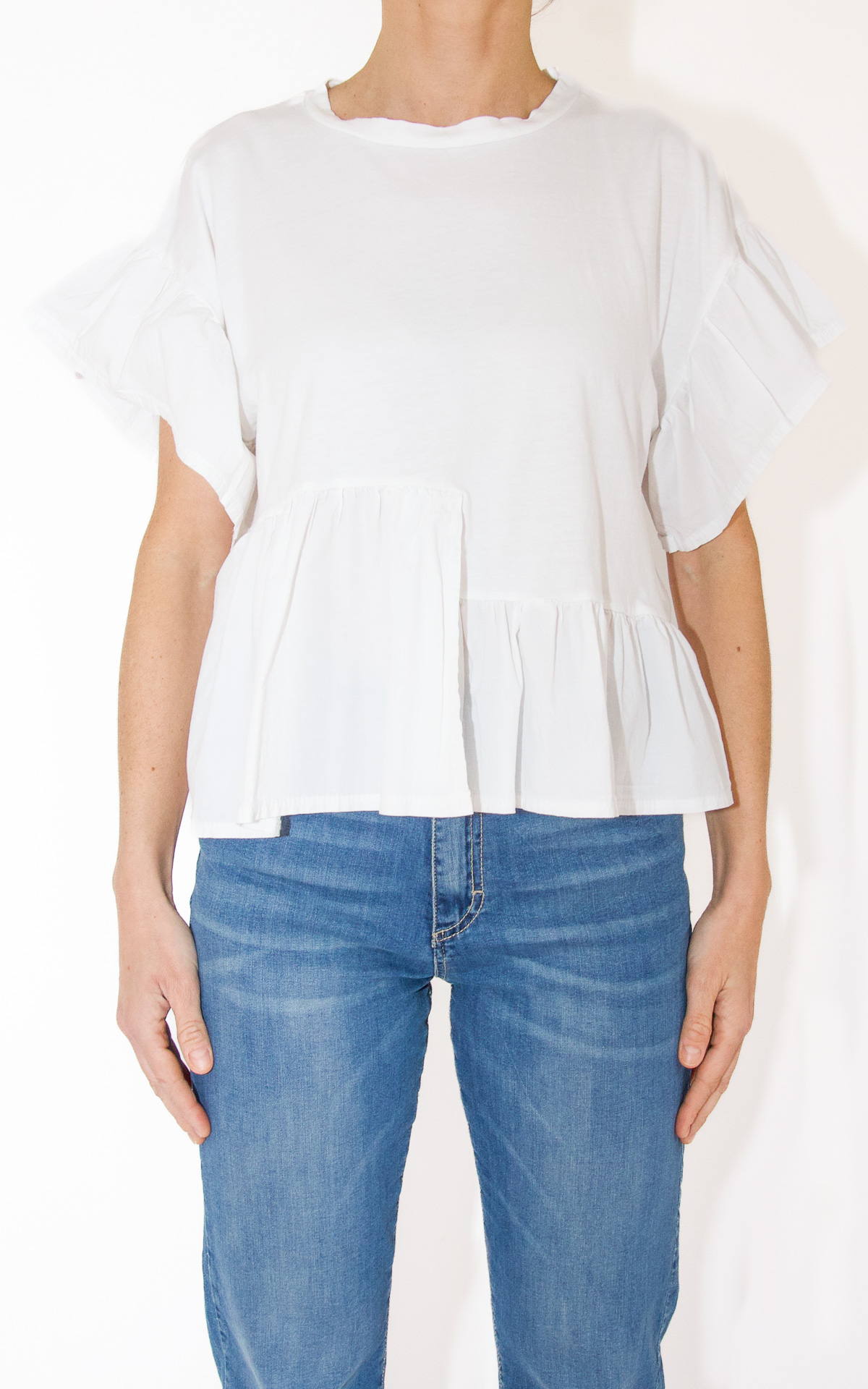 (image for) Off-On – t-shirt rouches – bianco