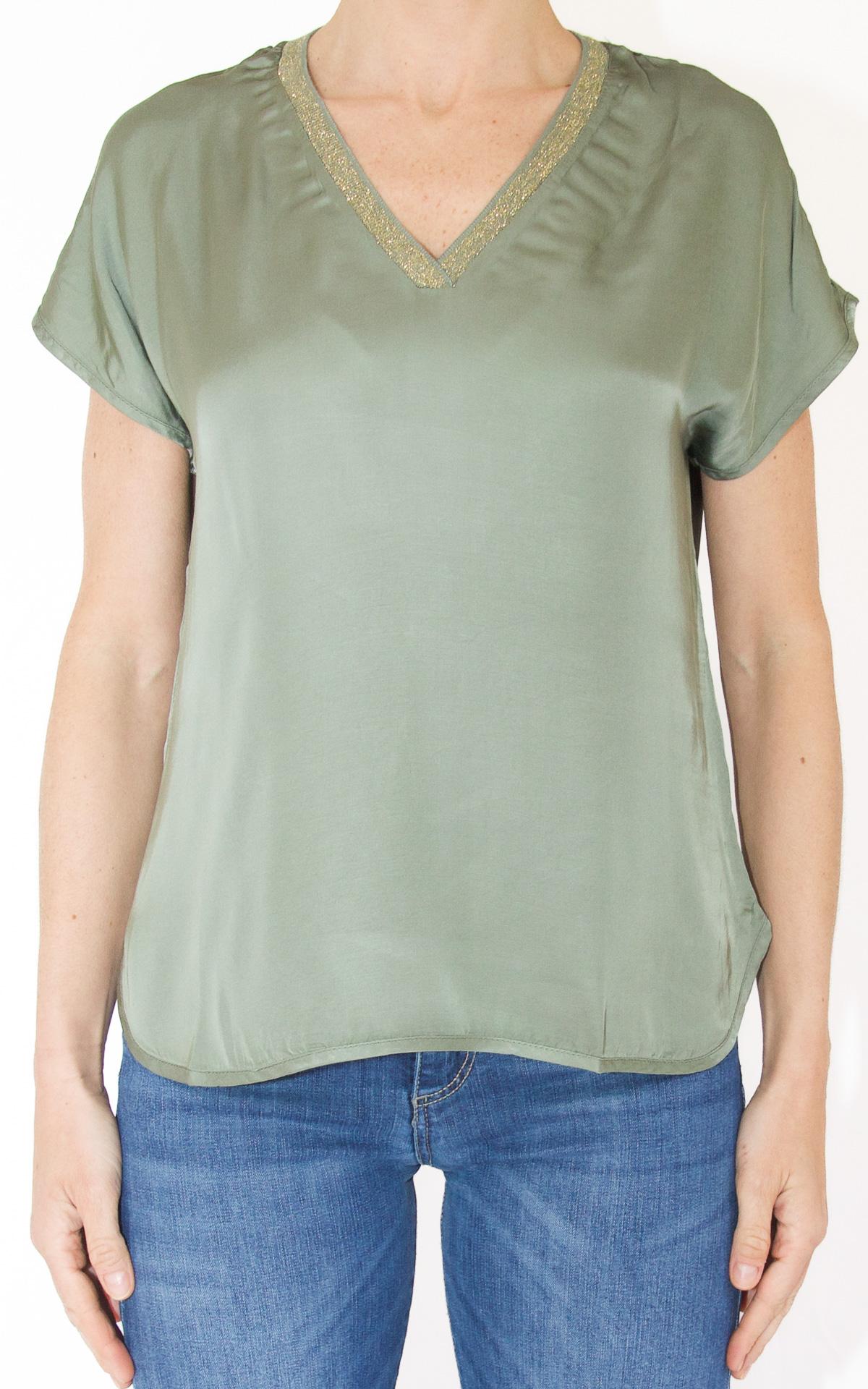 SusyMix &#8211; blusa scollo V &#8211; verde militare