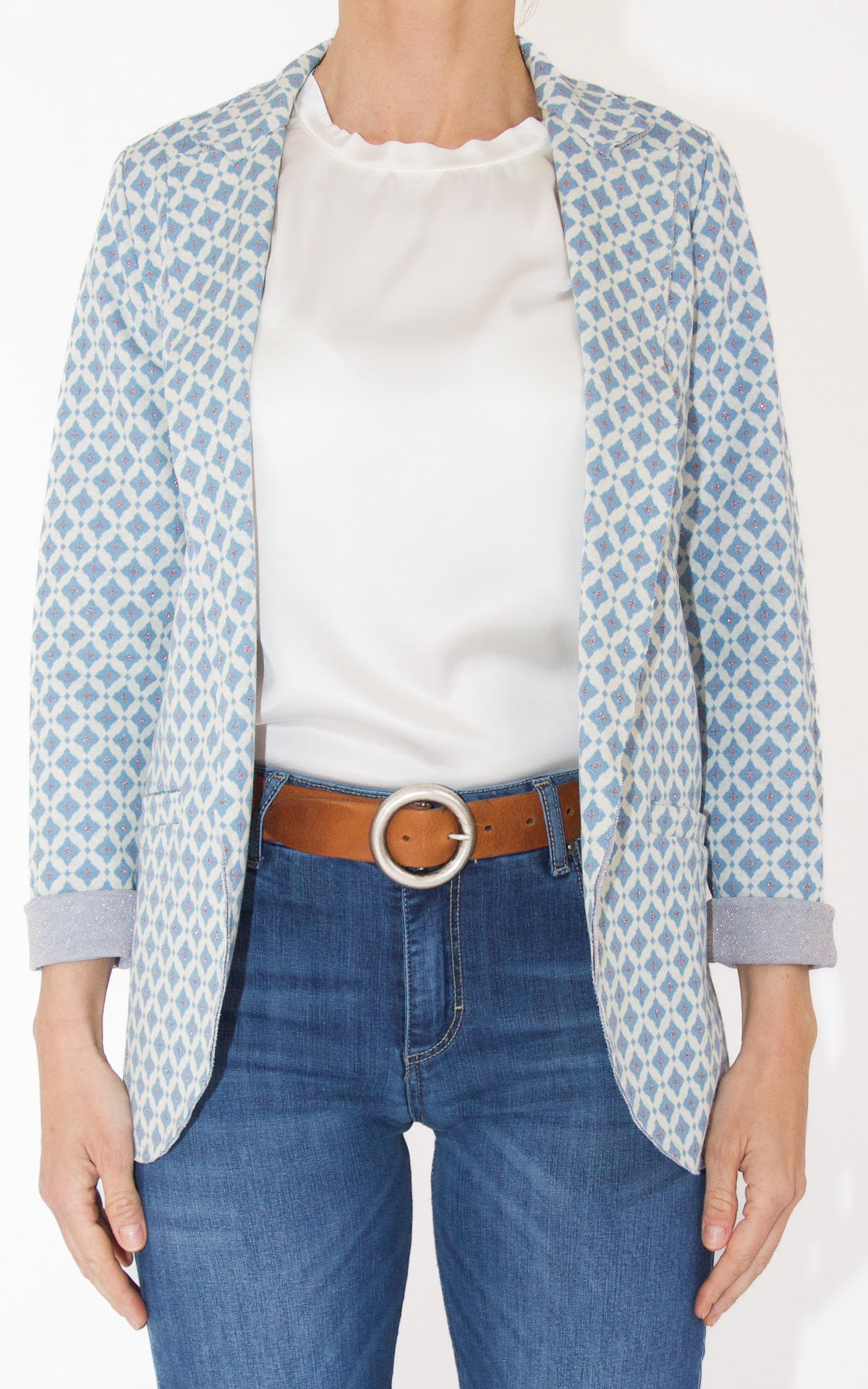 (image for) Off-On – blazer fantasia lurex – azzurro