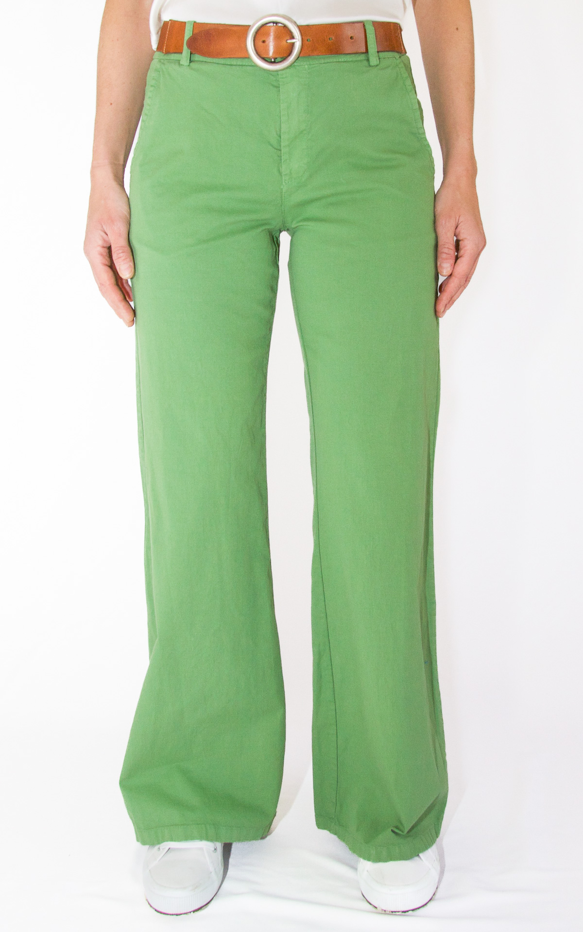 Off-On – pantalone palazzo cotone – verde