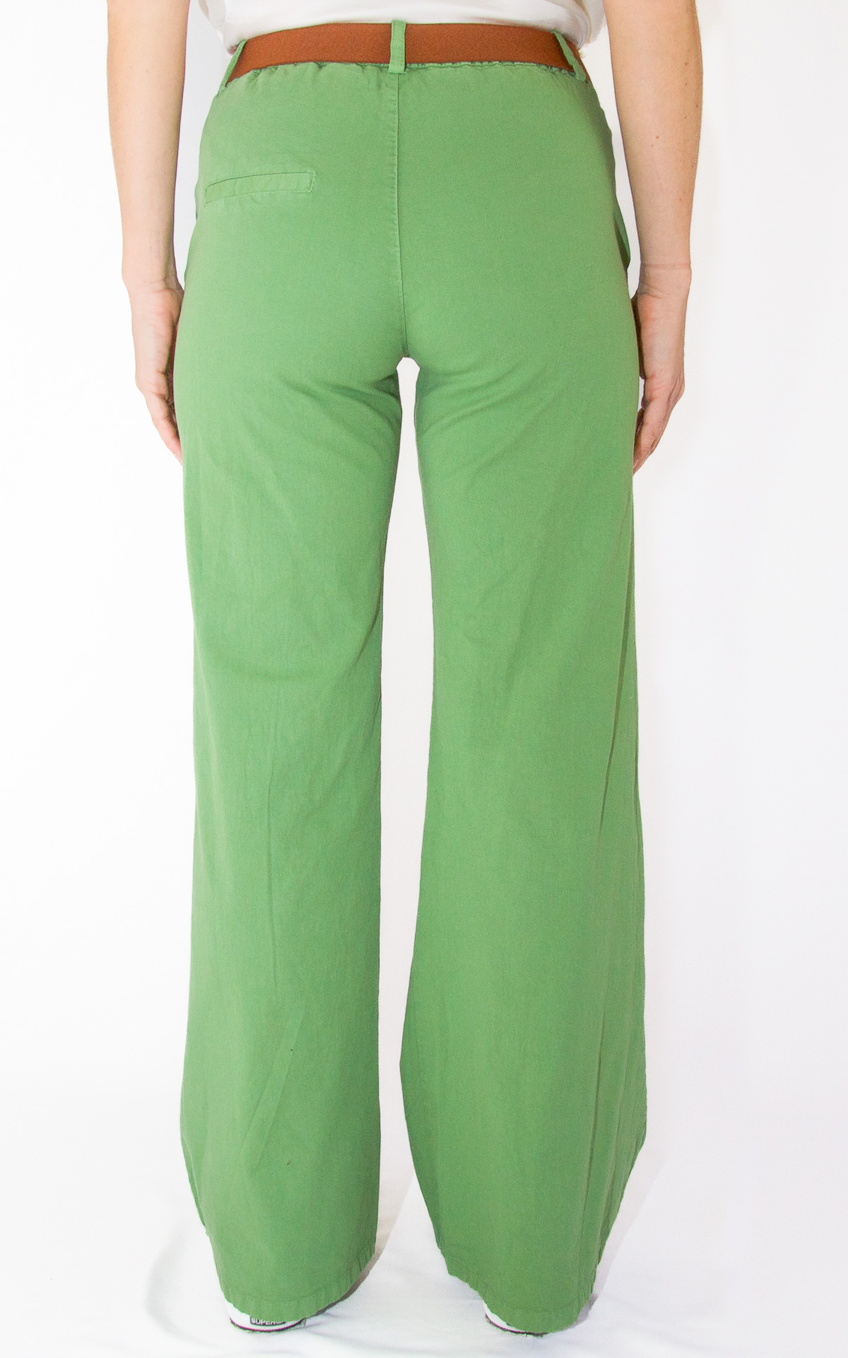Off-On – pantalone palazzo cotone – verde