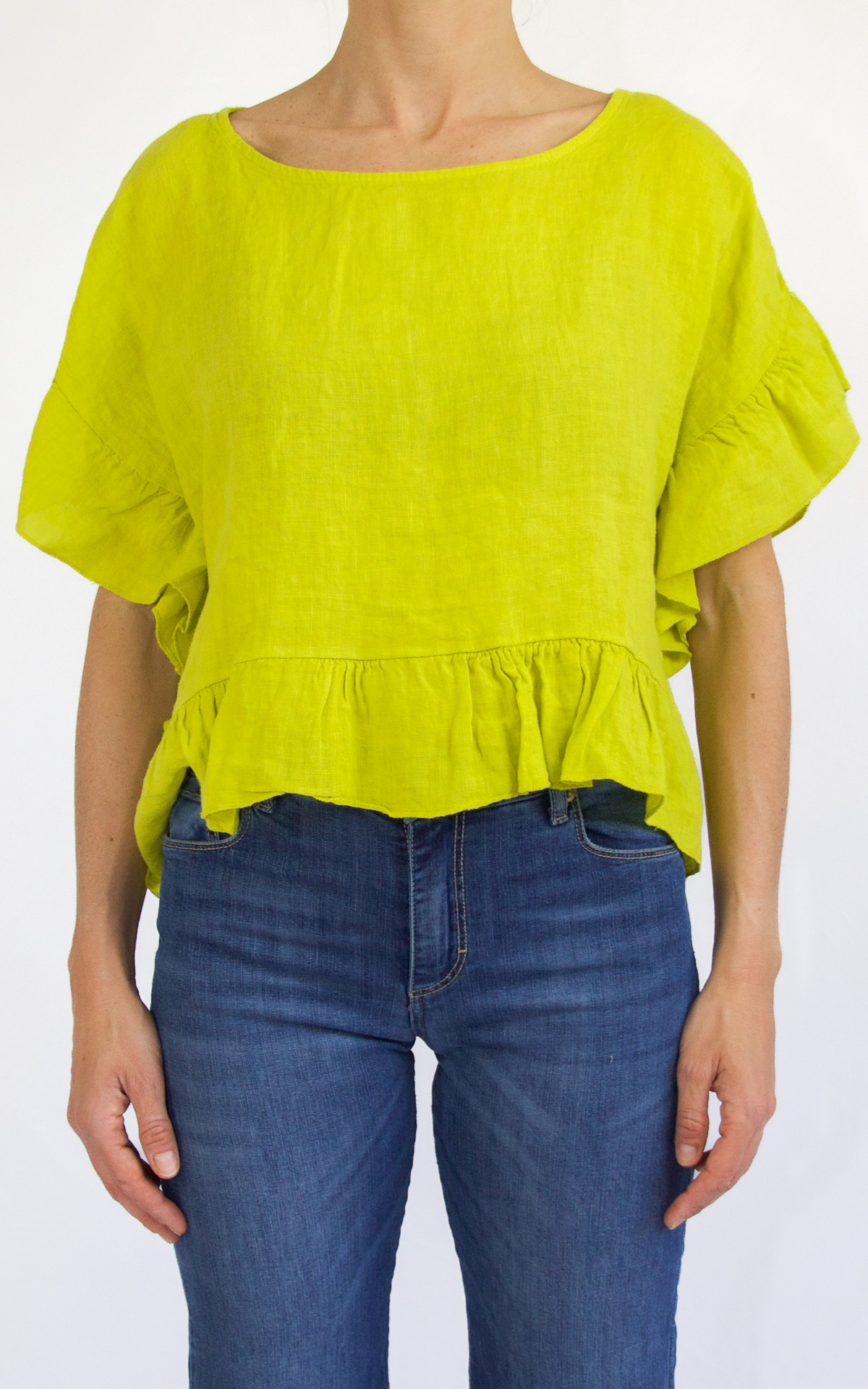 (image for) Initial – maglia rouches lino – lime