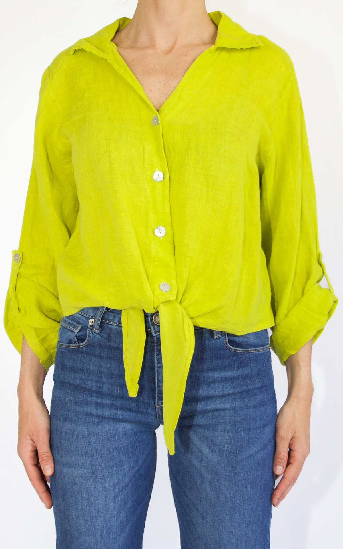 (image for) Initial – camicia in lino – lime