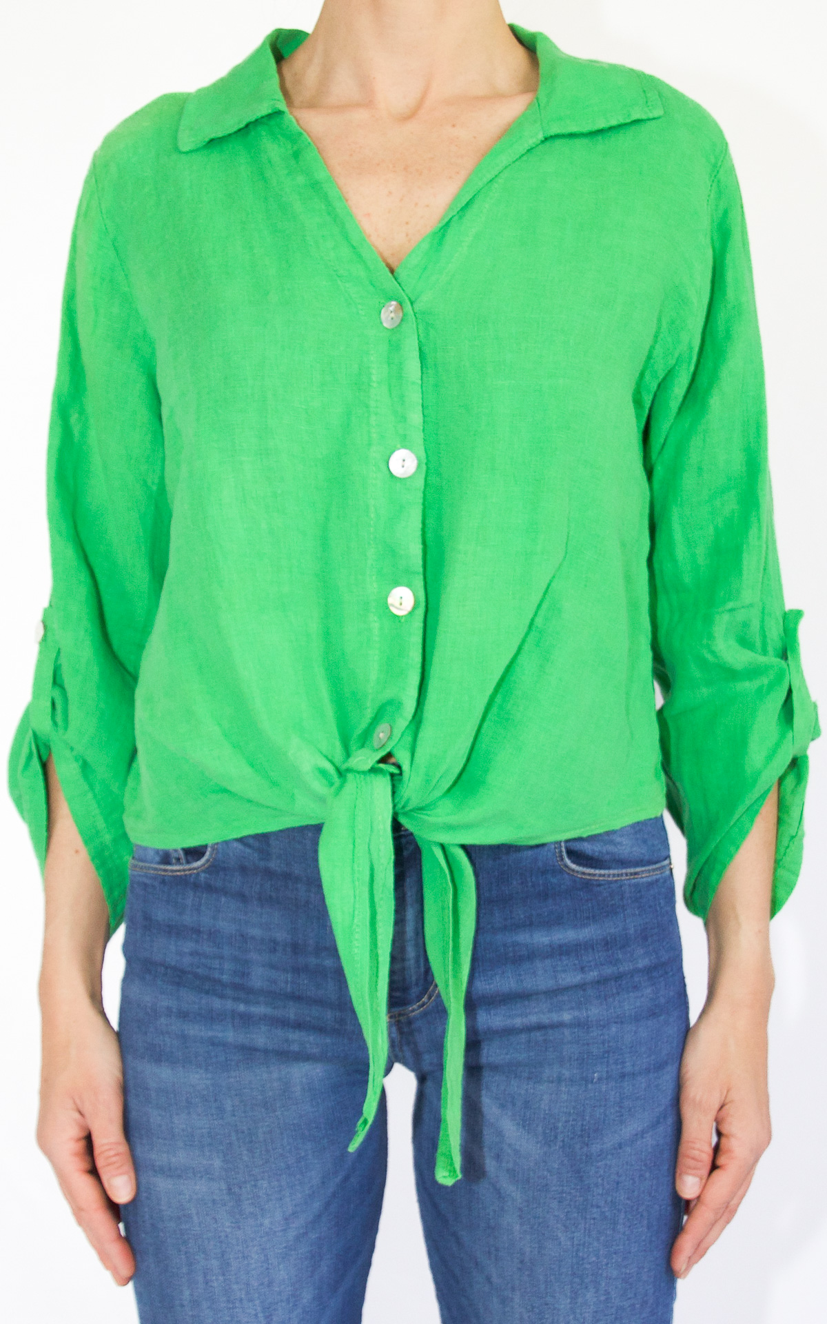(image for) Initial – camicia in lino – verde